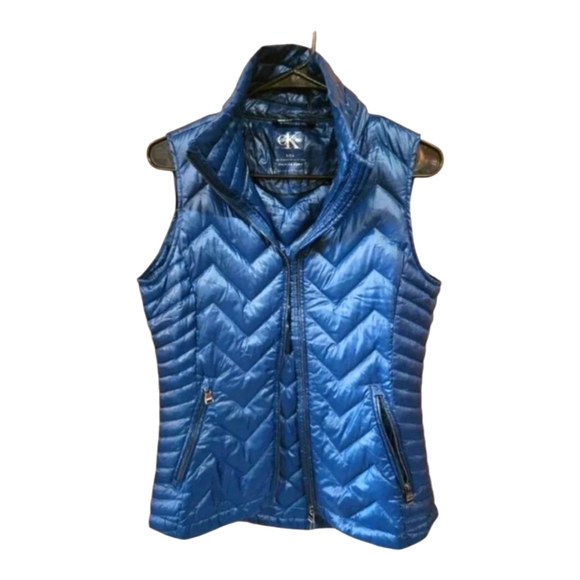 Calvin Klein Premium Down Blue Full Zip Puffer Vest with Pockets Small - Picture 1 of 3